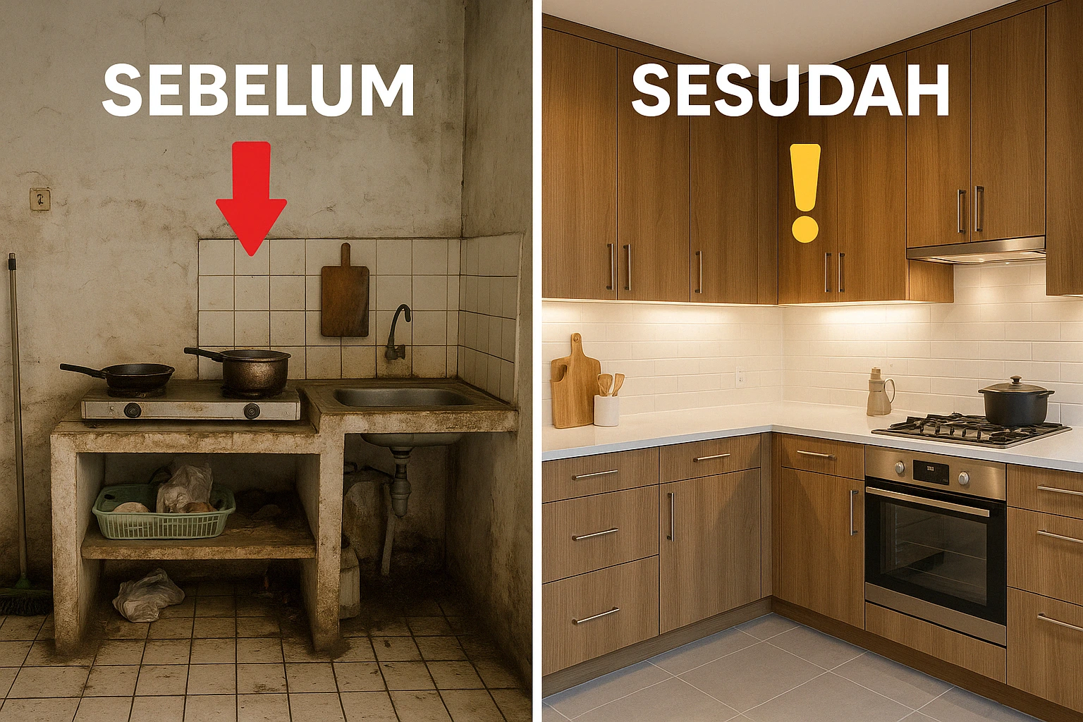 before after kitchen set